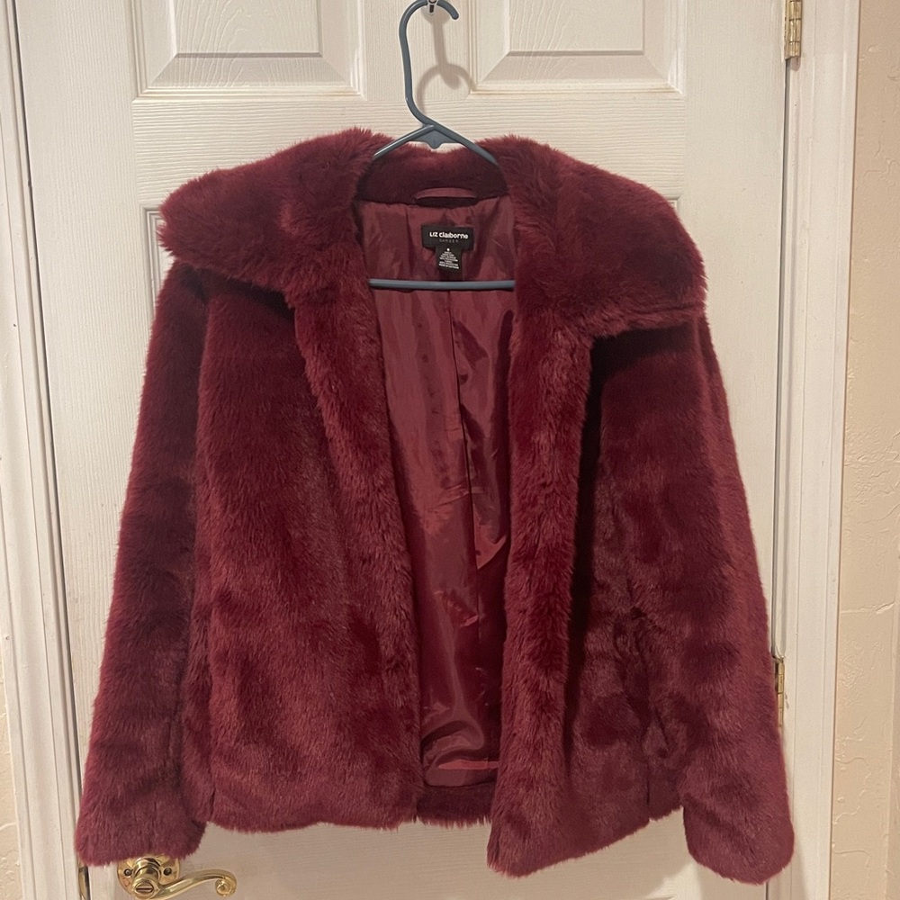 Liz Claiborne Deep Red Teddy Jacket